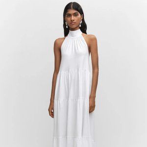 MANGO White Halter Maxi Dress